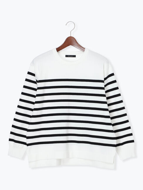 Te chichi「ボーダーボックスシルエットプルオーバー」|ニット・セーター|ブラック