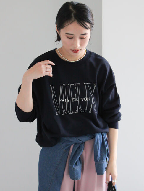 Te chichi「裏毛ロゴプリントスウェット」|Tシャツ・カットソー|ネイビー