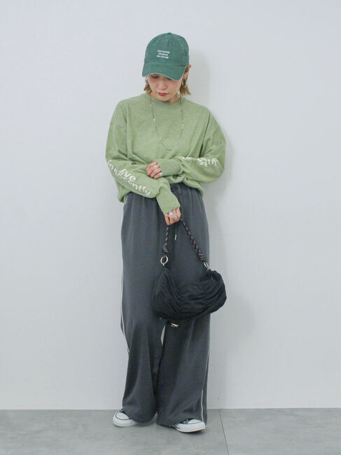 Samansa Mos2 blue「◎袖ロゴニットプルオーバー」|ニット・セーター|