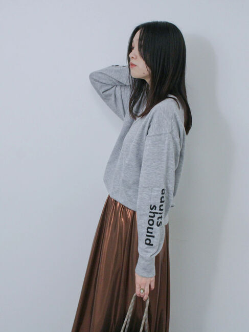 Samansa Mos2 blue「◎袖ロゴニットプルオーバー」|ニット・セーター|