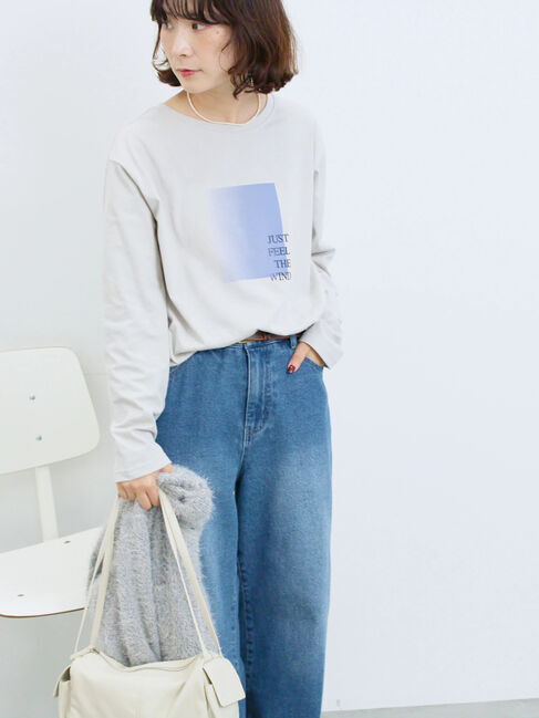 Samansa Mos2 blue「スクエアプリントプルオーバー」|Tシャツ・カットソー|