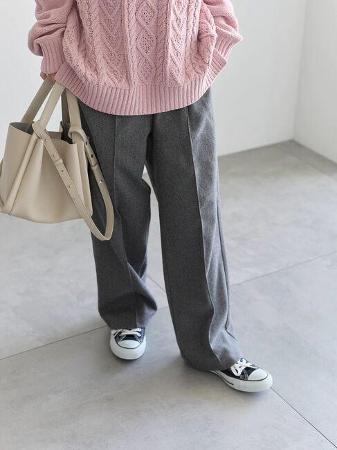 Samansa Mos2 blue「ヘリンボーンストレートパンツ」|その他|チャコールグレー