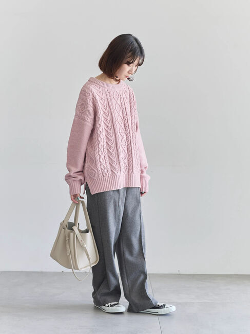 Samansa Mos2 blue「ヘリンボーンストレートパンツ」|その他|