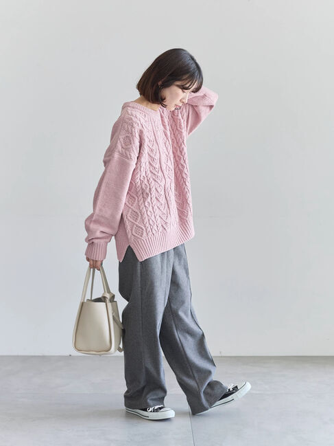 Samansa Mos2 blue「ヘリンボーンストレートパンツ」|その他|