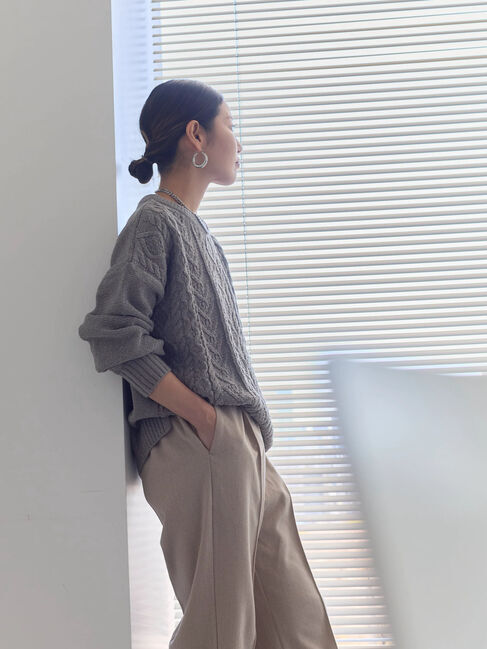 Samansa Mos2 blue「ヘリンボーンストレートパンツ」|その他|