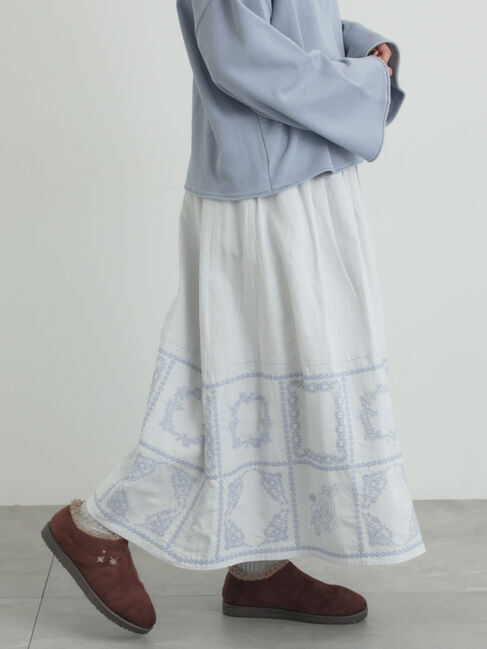 Samansa Mos2「裾モチーフ刺繍ギャザースカート」|スカート|