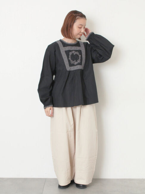 Samansa Mos2「胸元モチーフ刺繍レースブラウス」|シャツ・ブラウス|