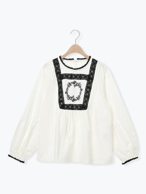 Samansa Mos2「胸元モチーフ刺繍レースブラウス」|シャツ・ブラウス|