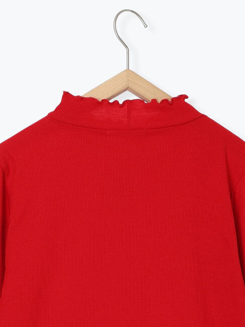 Samansa Mos2 blue「【吸湿発熱】リブフリル衿PO」|Tシャツ・カットソー|