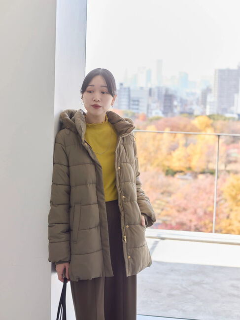 Samansa Mos2 blue「【吸湿発熱】リブフリル衿PO」|Tシャツ・カットソー|