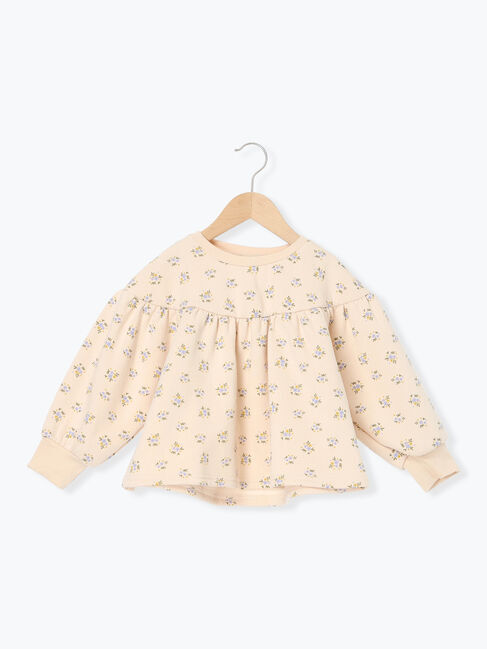 Samansa Mos2 Lagom「花柄裏起毛トレーナー」|Tシャツ・カットソー|ベージュ