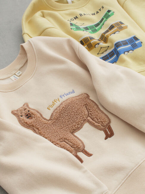 Samansa Mos2 Lagom「もふもふアルパカ裏起毛トレーナー」|Tシャツ・カットソー|ベージュ