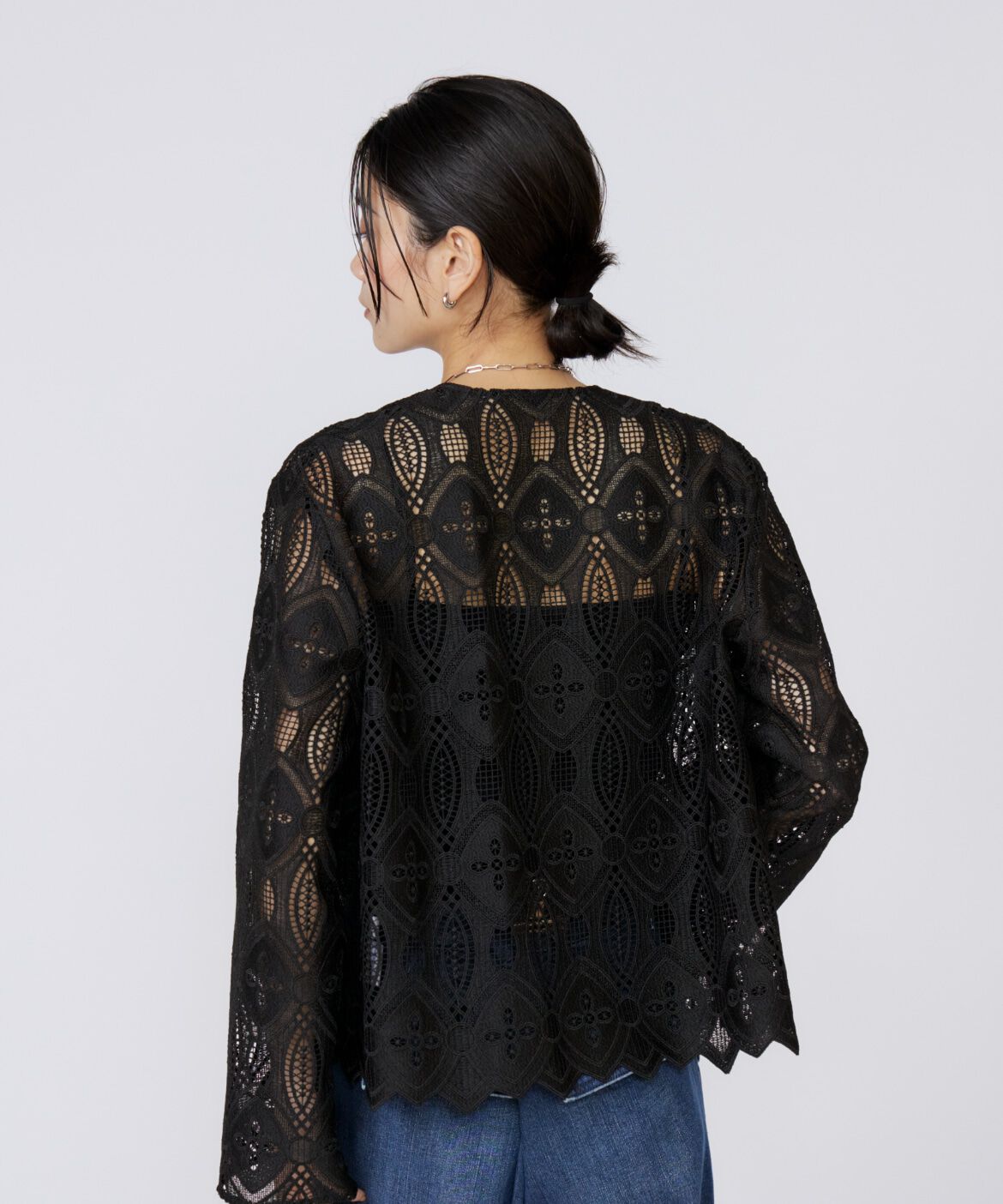 INED「レースジャケット」|ノーカラージャケット|