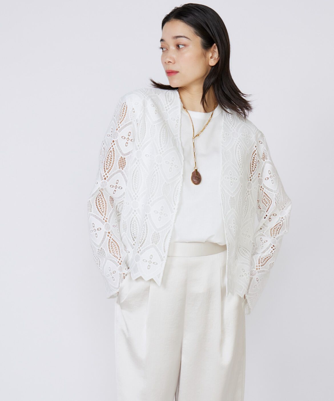 INED「レースジャケット」|ノーカラージャケット|