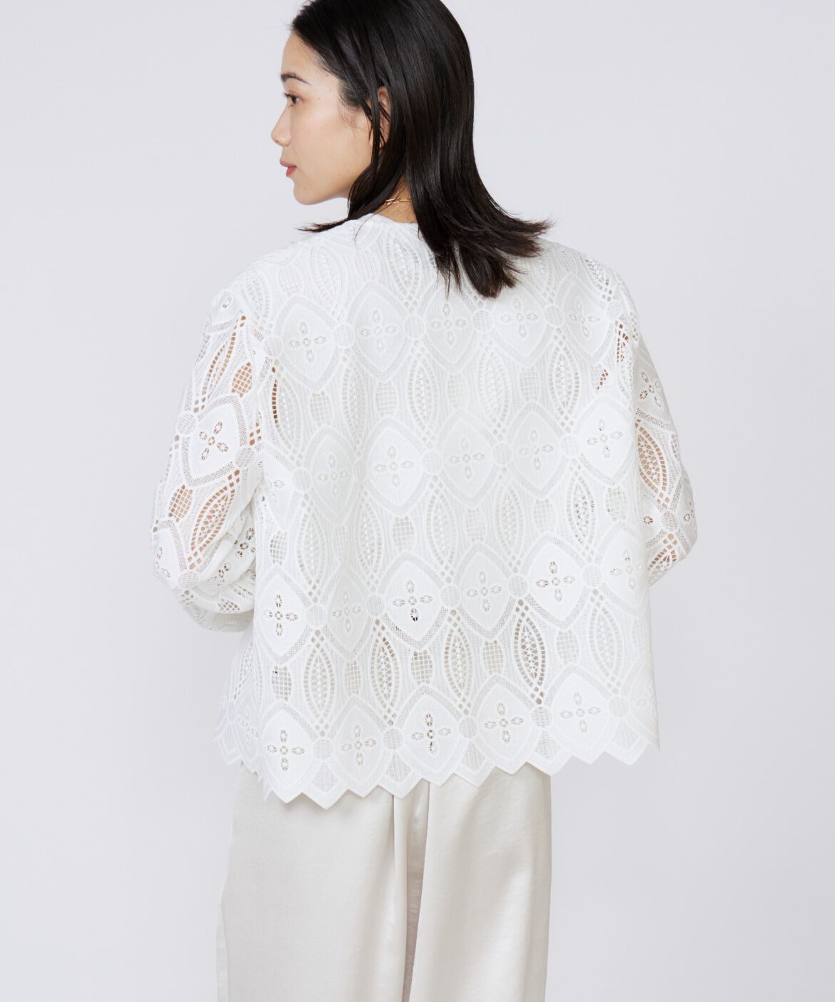 INED「レースジャケット」|ノーカラージャケット|