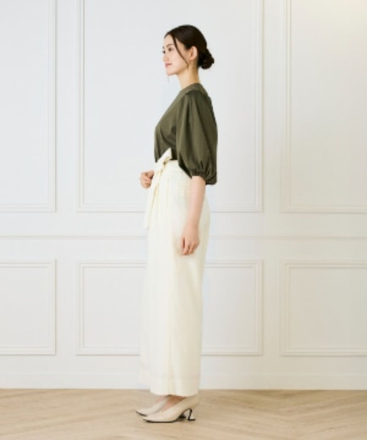 INED「《大きいサイズ》パフスリーブカットソー」|Tシャツ・カットソー|