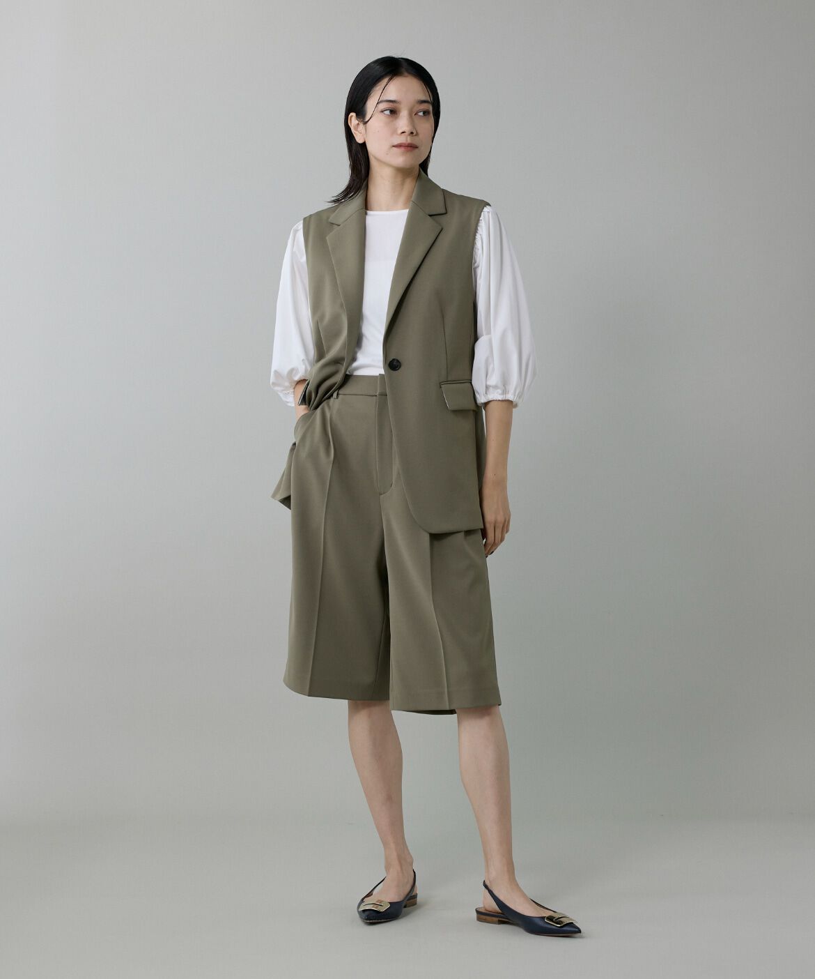 INED「《大きいサイズ》パフスリーブカットソー」|Tシャツ・カットソー|