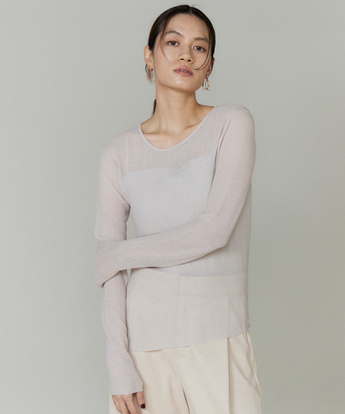 la veille by SUPERIOR CLOSET「シアーギャザープルオーバー」|ニット・セーター|グレーベージ 3