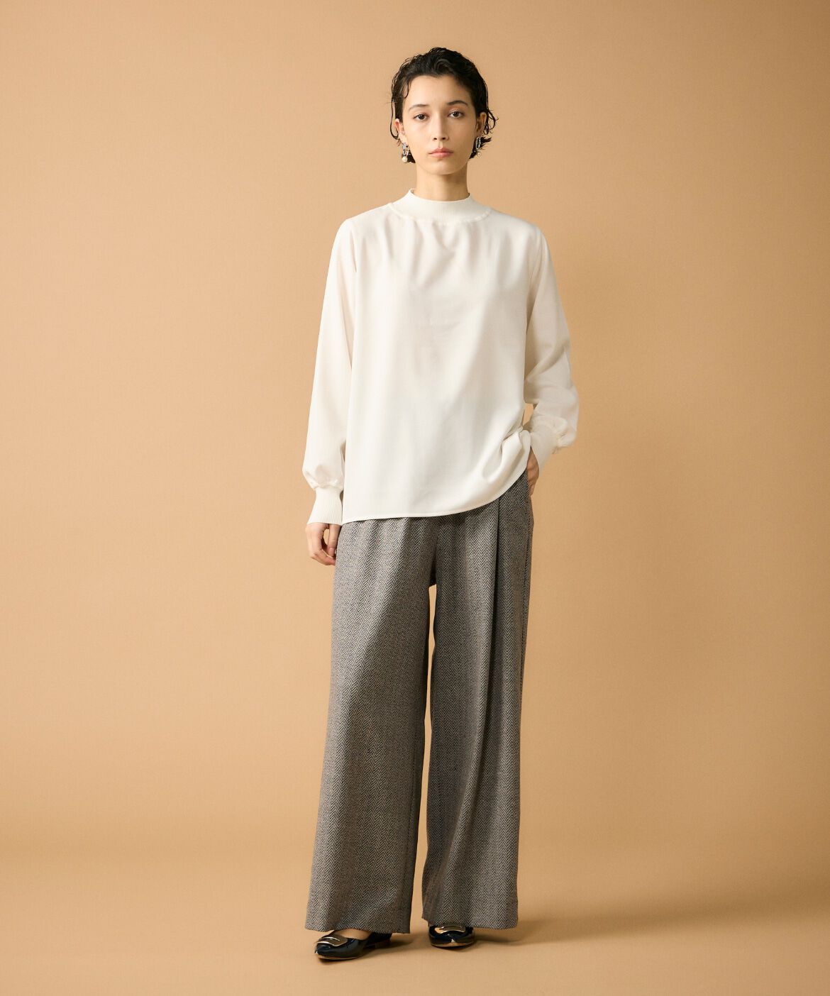 Le Souk「《大きいサイズ》リブボトルネックプルオーバー」|Tシャツ・カットソー|