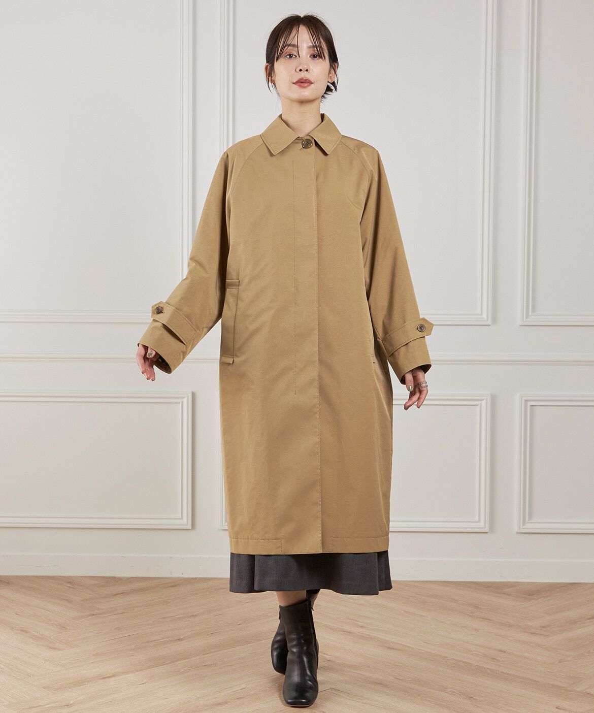 INED「コクーンシルエットステンカラーコート《Aquascutum》」|ステンカラーコート|