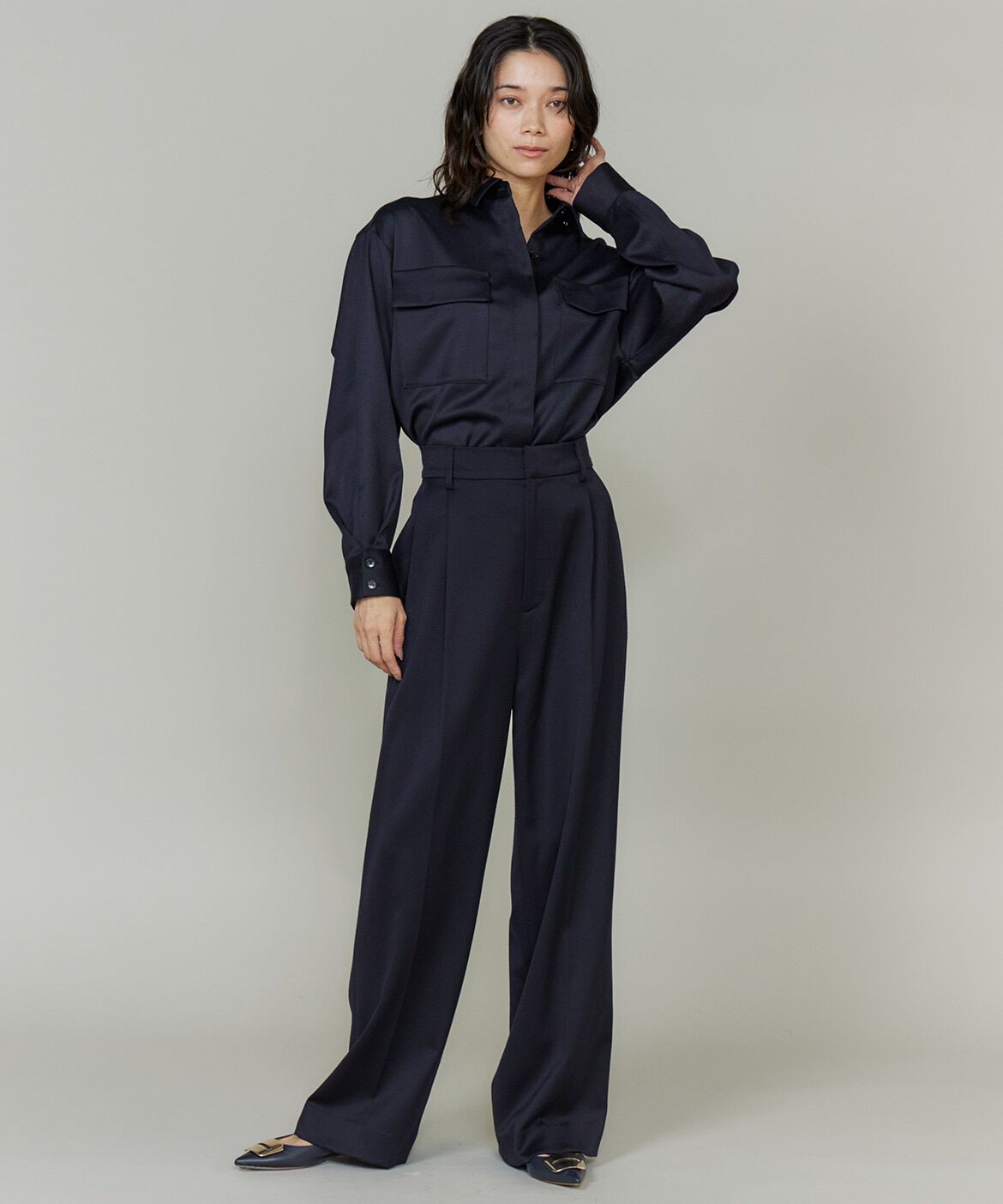 INED「《大きいサイズ》2WAYブラウス」|シャツ・ブラウス|