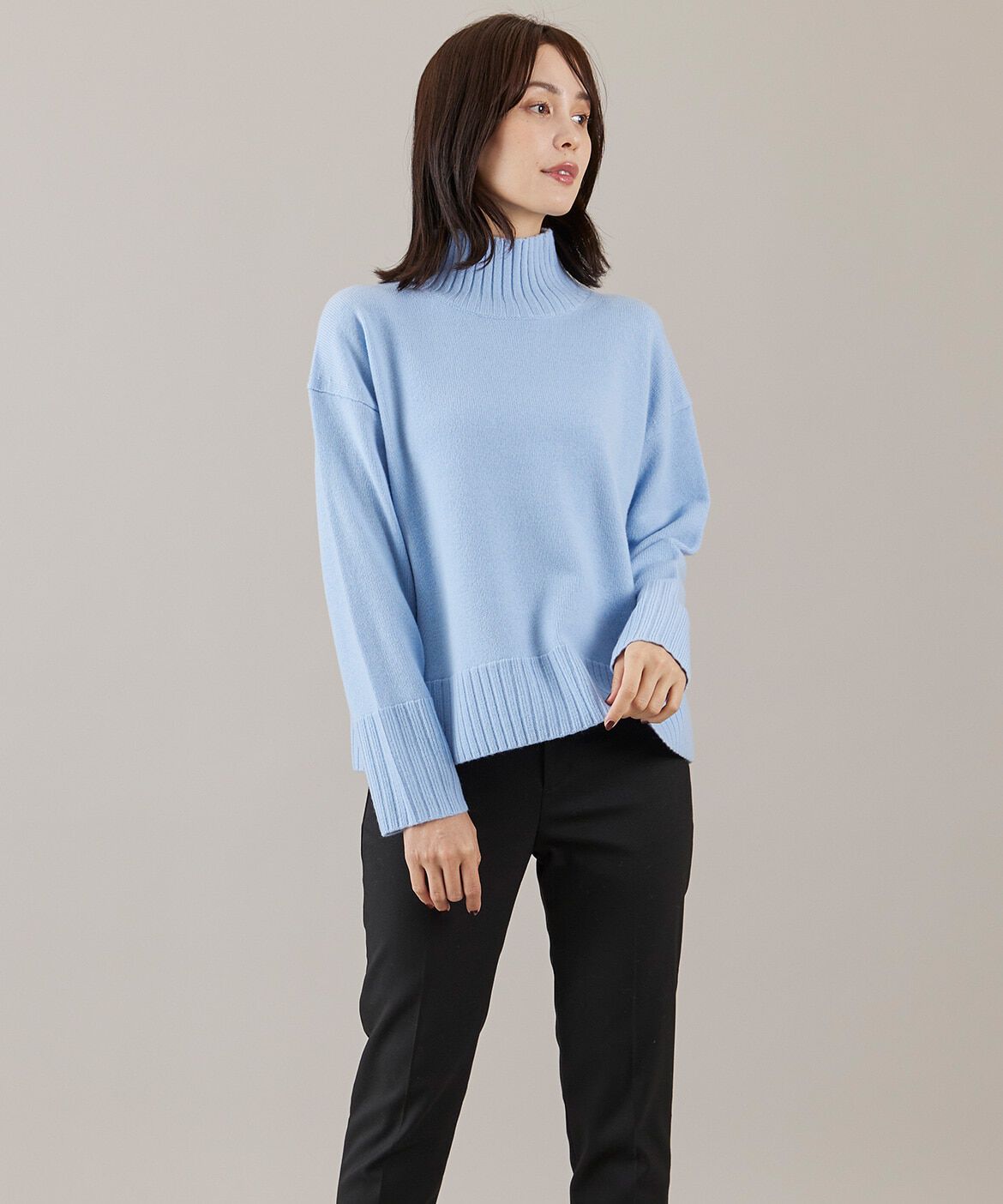 INED「《大きいサイズ》ハイネックプルオーバーニット」|ニット・セーター|