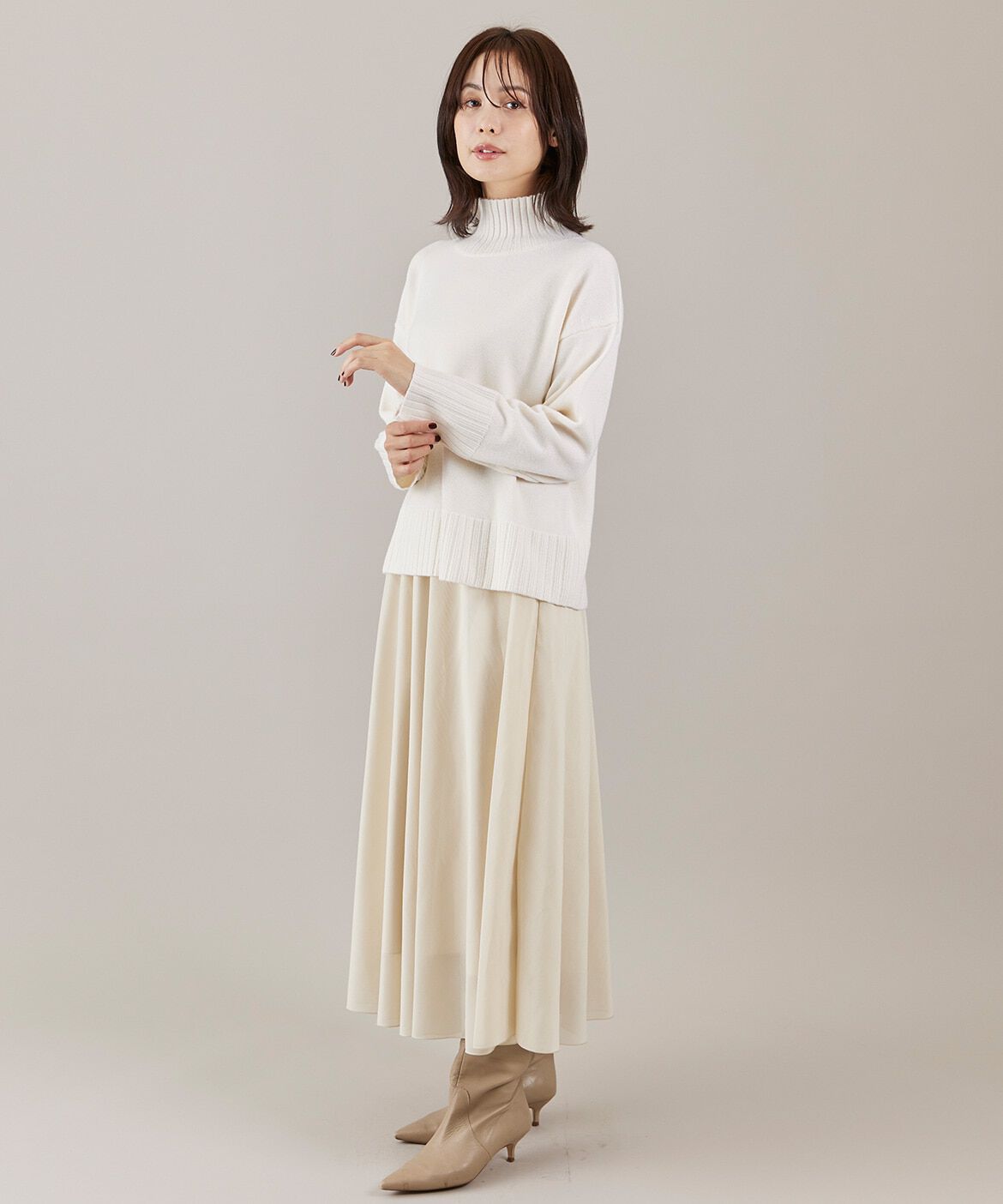 INED「《大きいサイズ》ハイネックプルオーバーニット」|ニット・セーター|