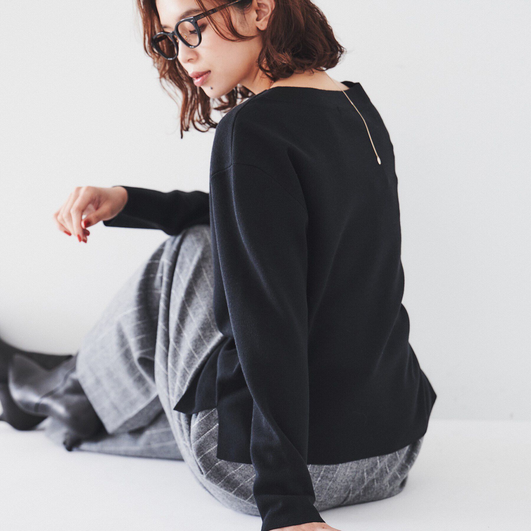 UNTITLED「【アンサンブル可能/8色展開】ミラノリブ ワイドボートネックプルオーバーニット」|ニット・セーター|