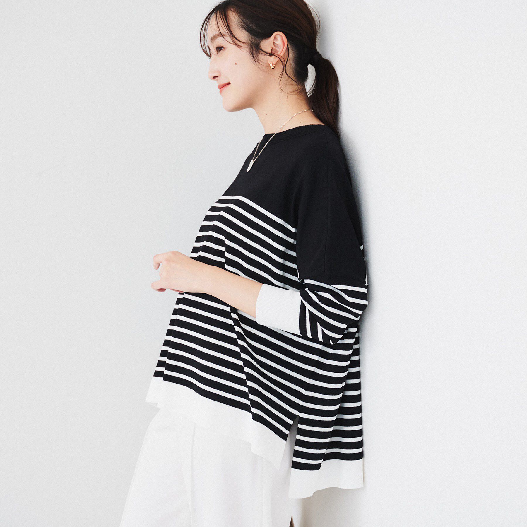 UNTITLED「【体型カバー/透けにくい】ワイドシルエットニット」|ニット・セーター|