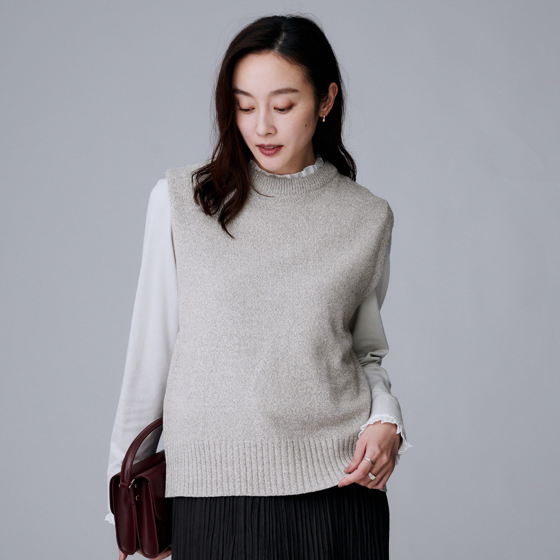 UNTITLED「【重ね着レイヤードに】杢調ニットベスト」|ベスト・ジレ|