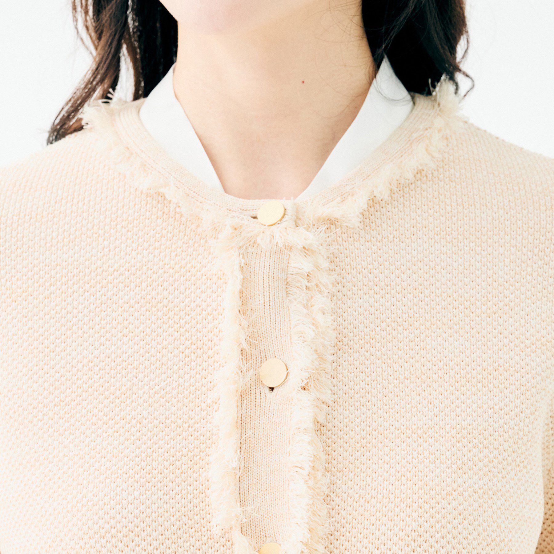 UNTITLED「【洗える/ジャケット風】ツイードニットカーディガン」|カーディガン|