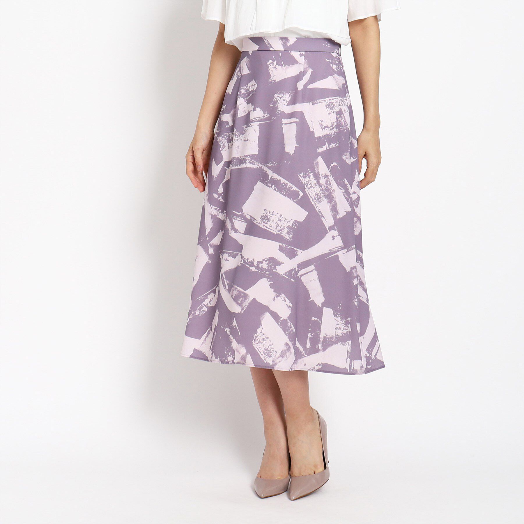 COUP DE CHANCE「【洗える／ウエストゴム入り】幾何柄フレアスカート」|スカート|