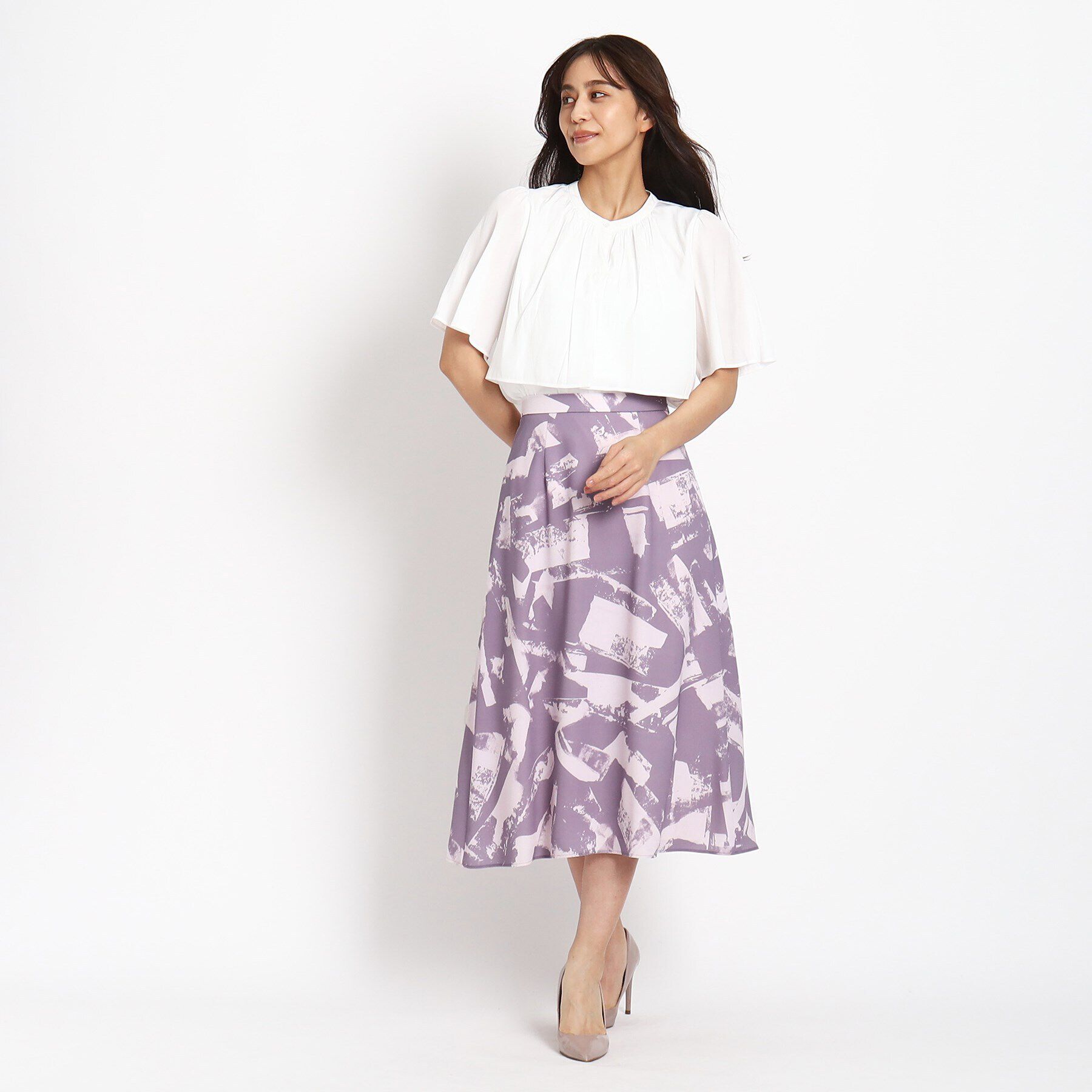 COUP DE CHANCE「【洗える／ウエストゴム入り】幾何柄フレアスカート」|スカート|