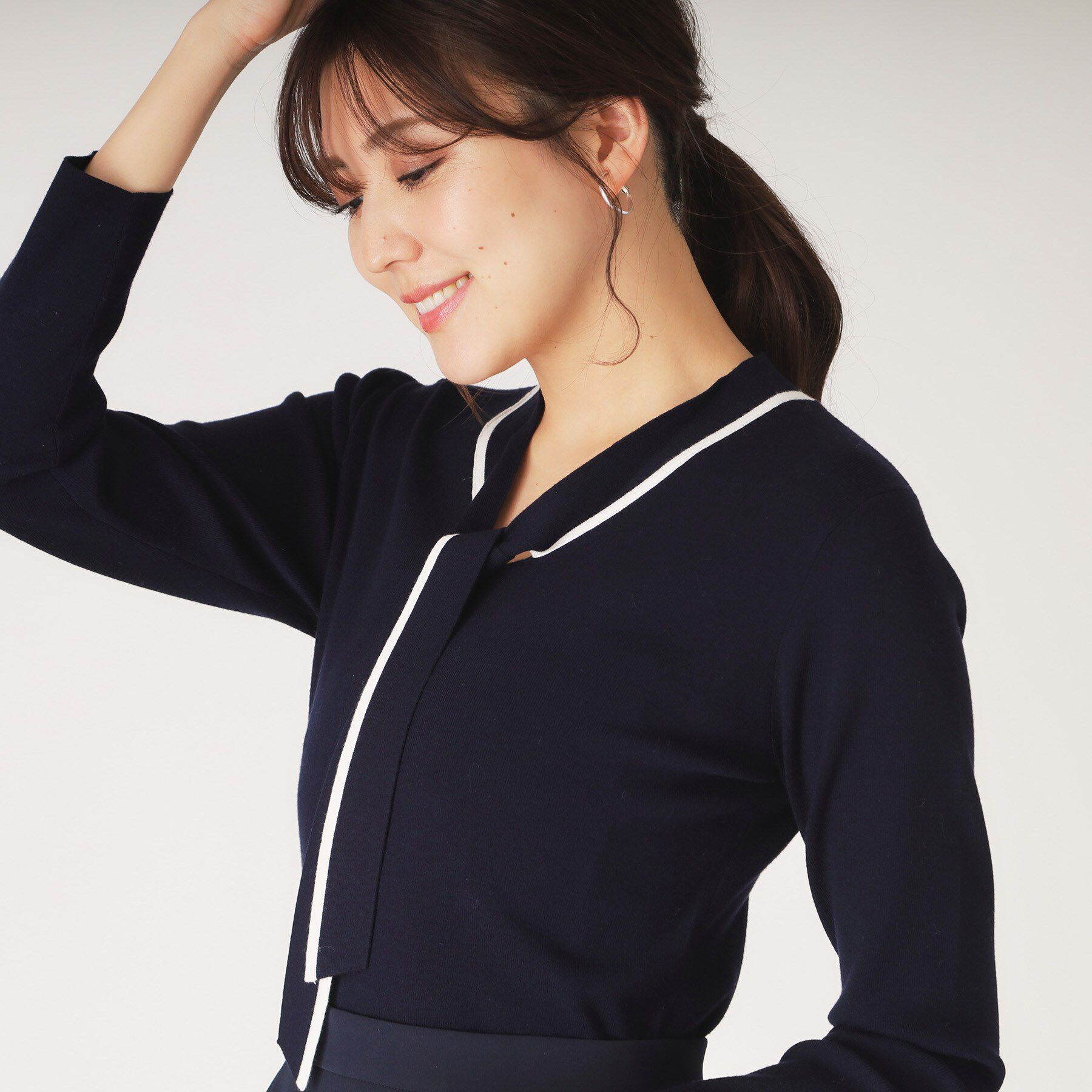 COUP DE CHANCE「【洗える】配色ボウタイのニットトップス」|Tシャツ・カットソー|