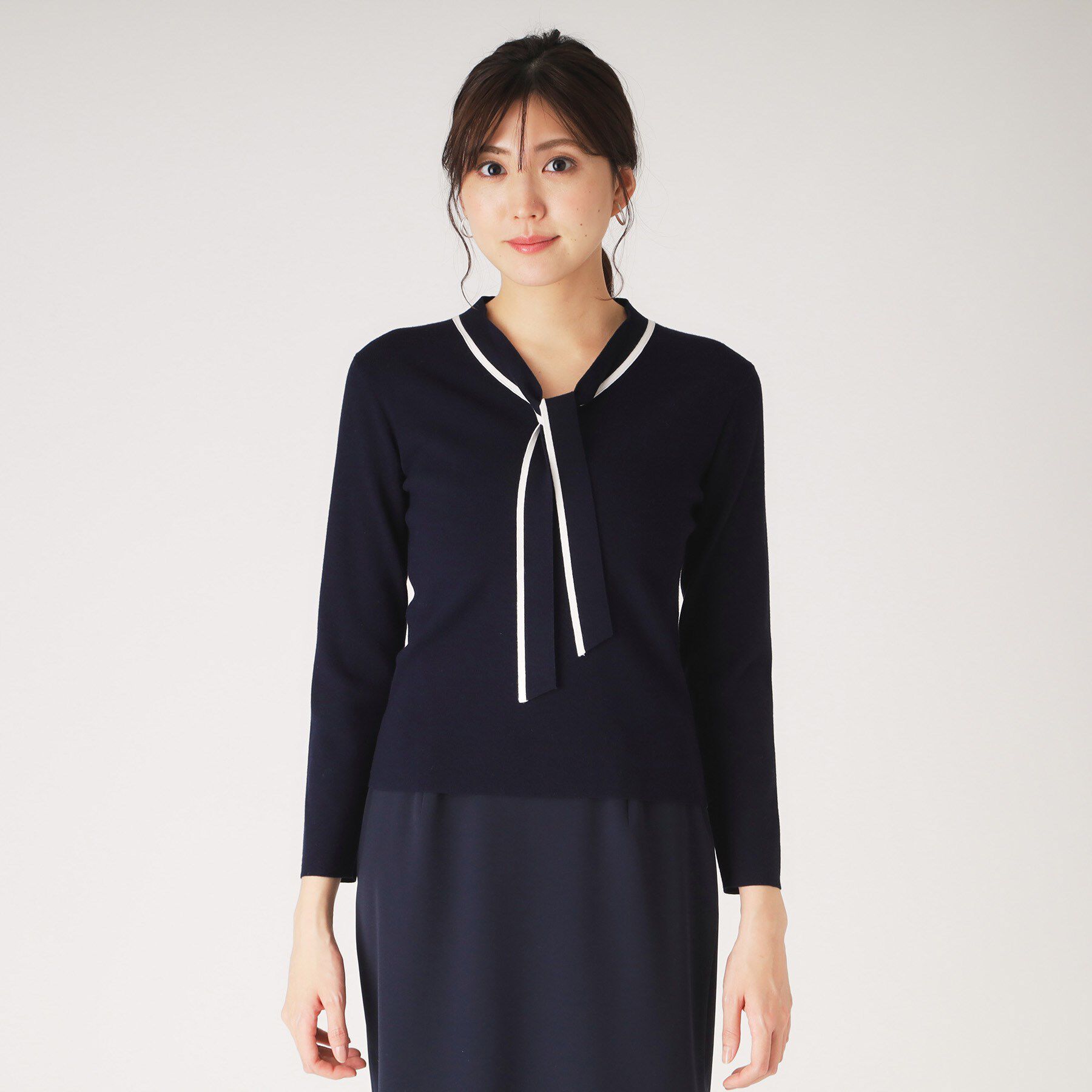 COUP DE CHANCE「【洗える】配色ボウタイのニットトップス」|Tシャツ・カットソー|