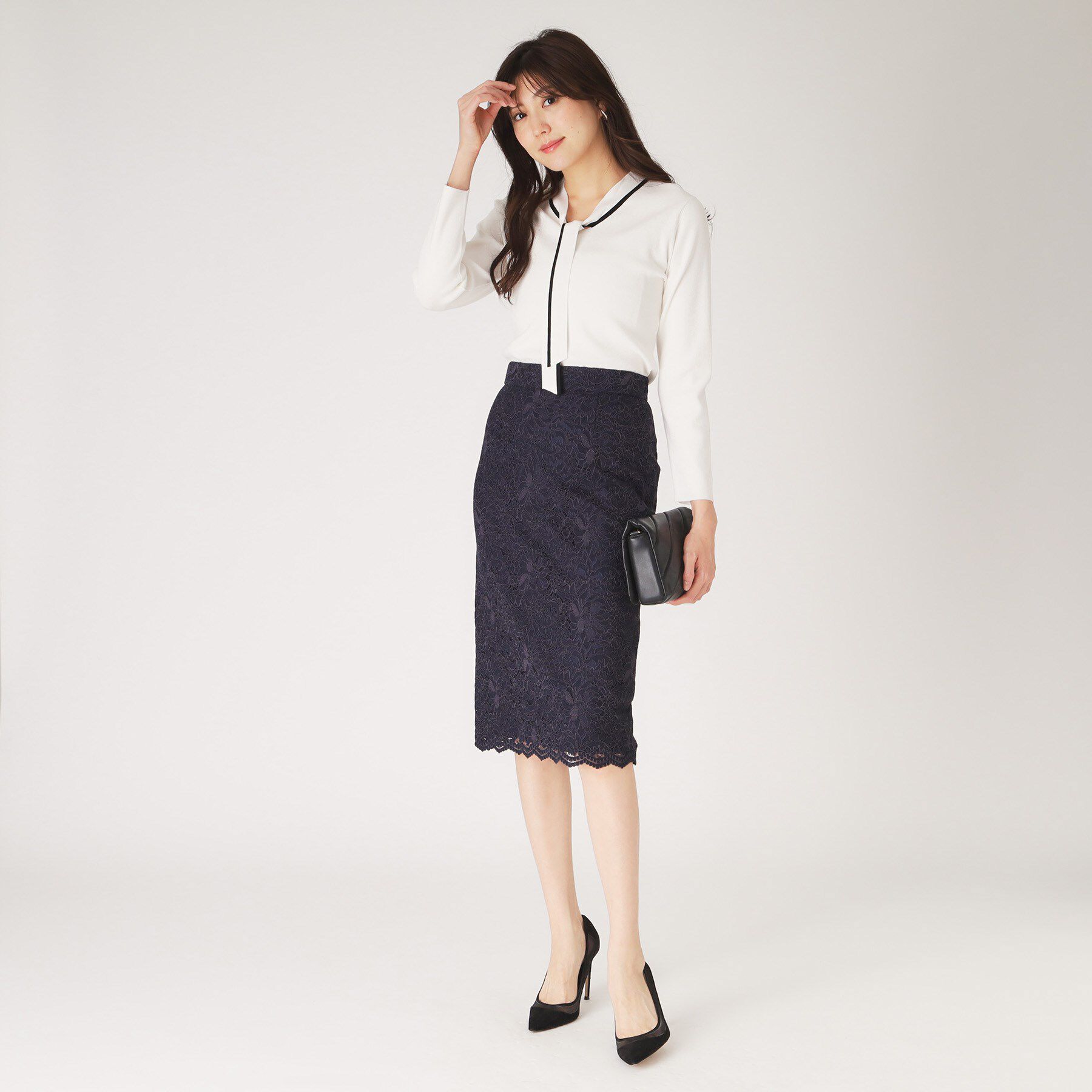 COUP DE CHANCE「【洗える】配色ボウタイのニットトップス」|Tシャツ・カットソー|