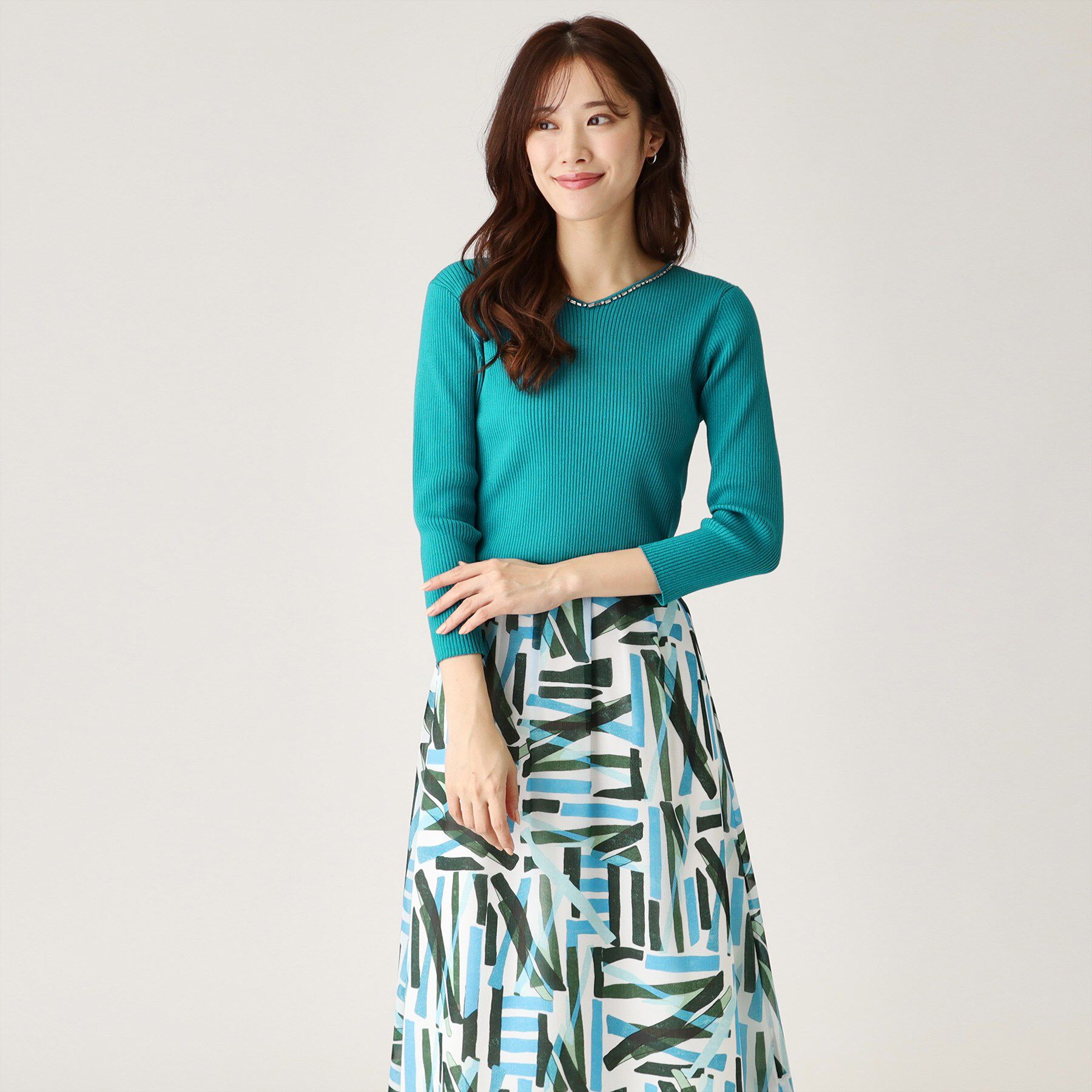 COUP DE CHANCE「【洗える】ビジューリブニットトップス」|ニット・セーター|