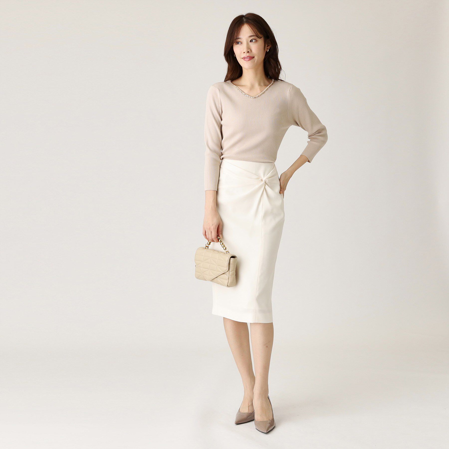 COUP DE CHANCE「【洗える】ビジューリブニットトップス」|ニット・セーター|