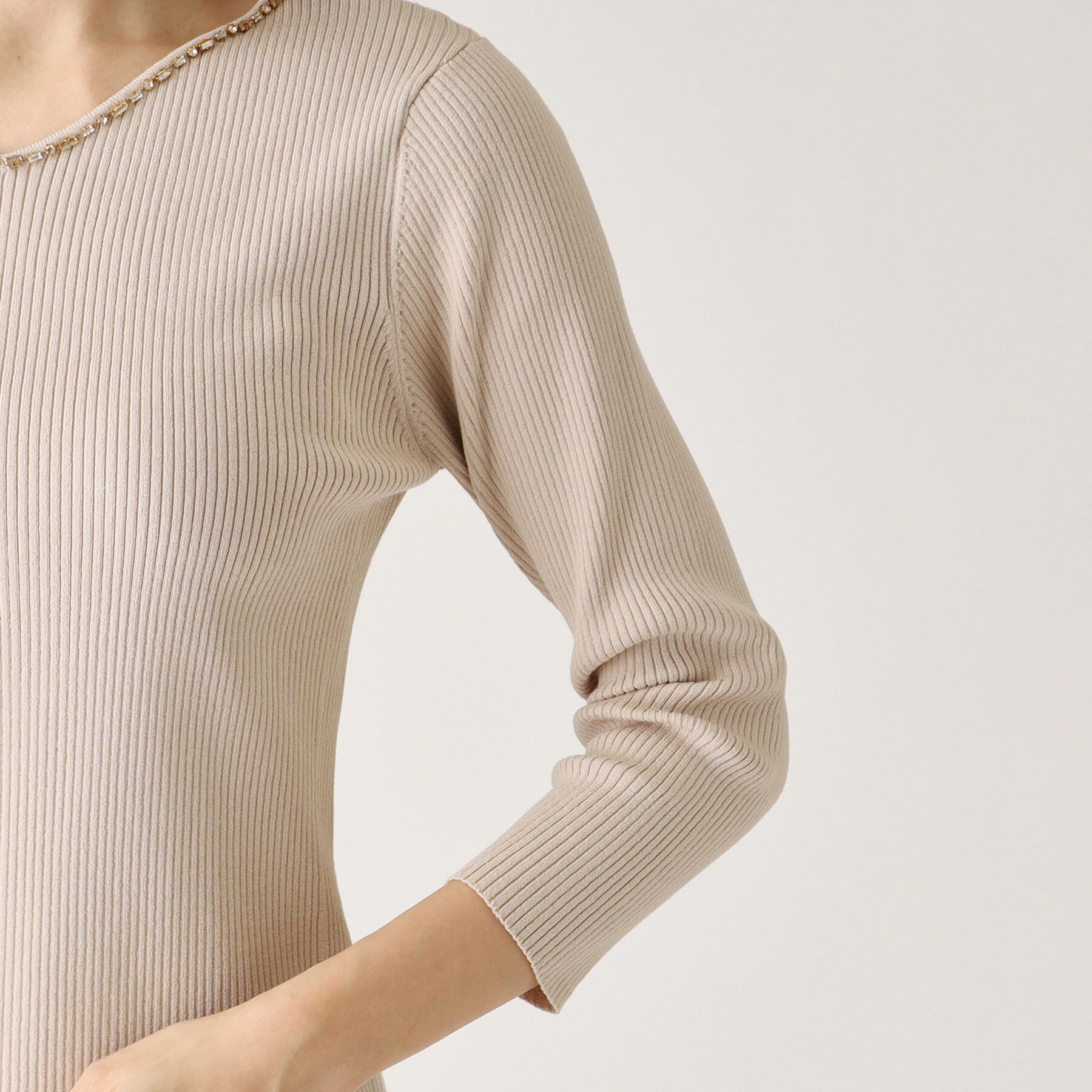 COUP DE CHANCE「【洗える】ビジューリブニットトップス」|ニット・セーター|