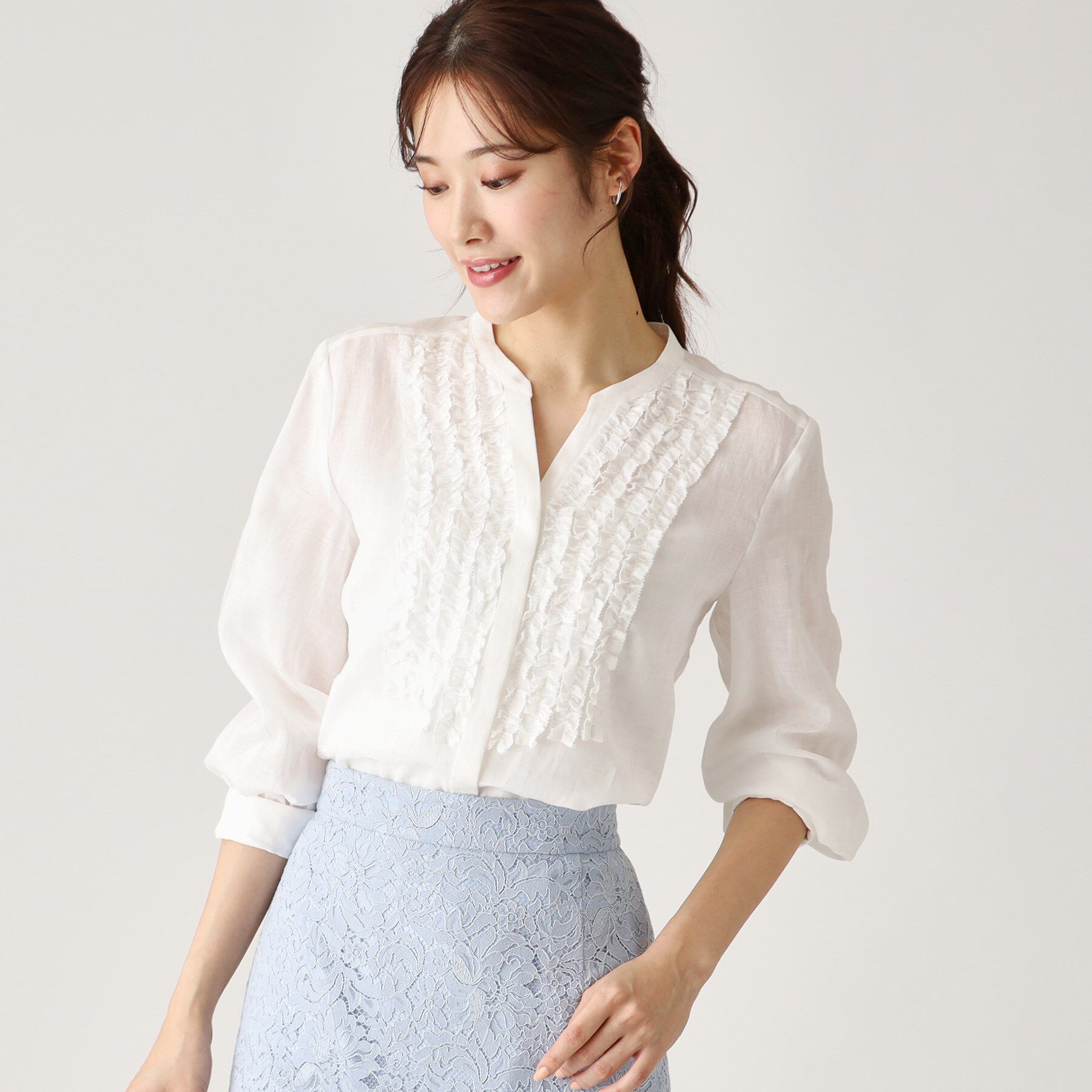 COUP DE CHANCE「【ラミー100％／洗える】夏におすすめ！華やかフリルデザインブラウス」|シャツ・ブラウス|