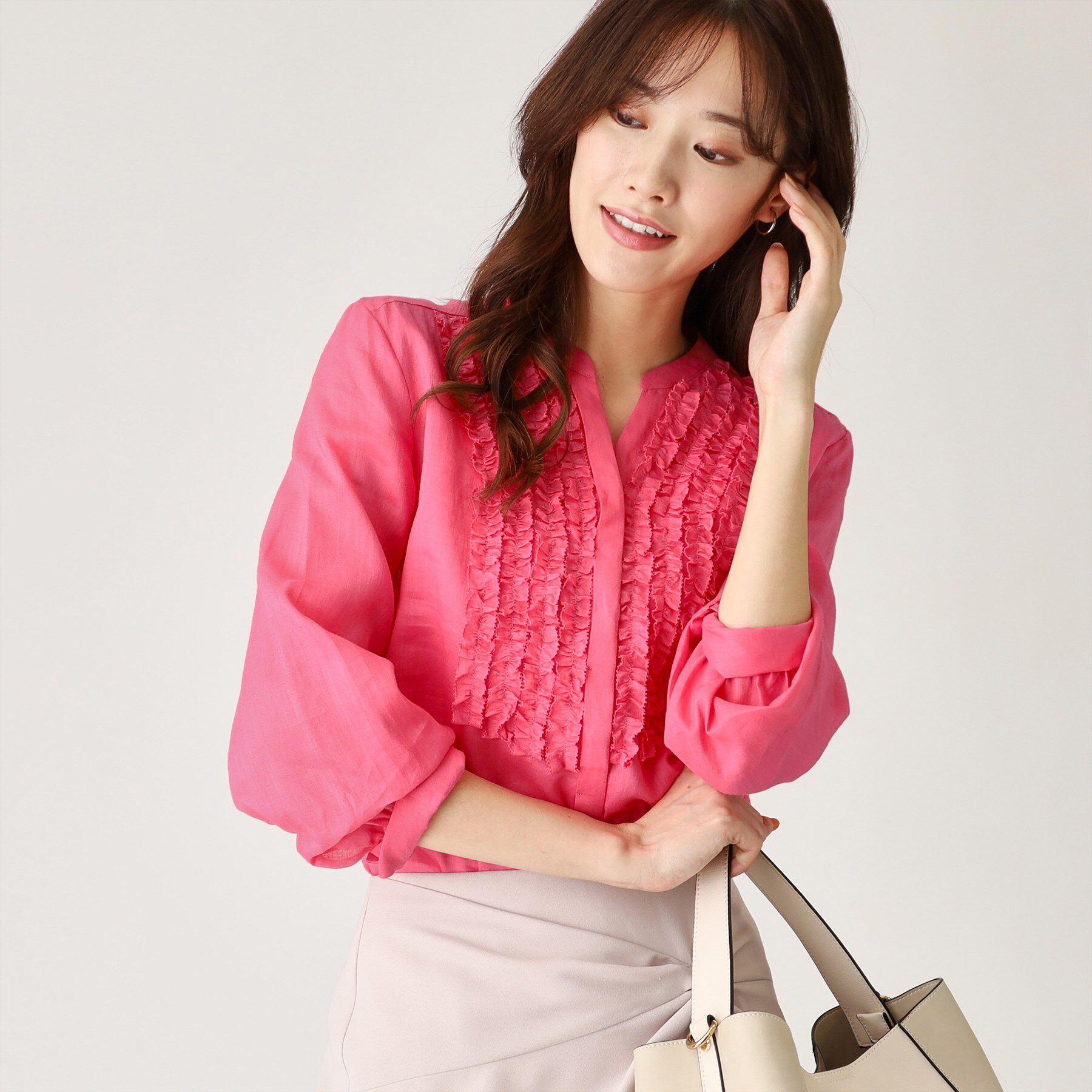 COUP DE CHANCE「【ラミー100％／洗える】夏におすすめ！華やかフリルデザインブラウス」|シャツ・ブラウス|ピンク(073)