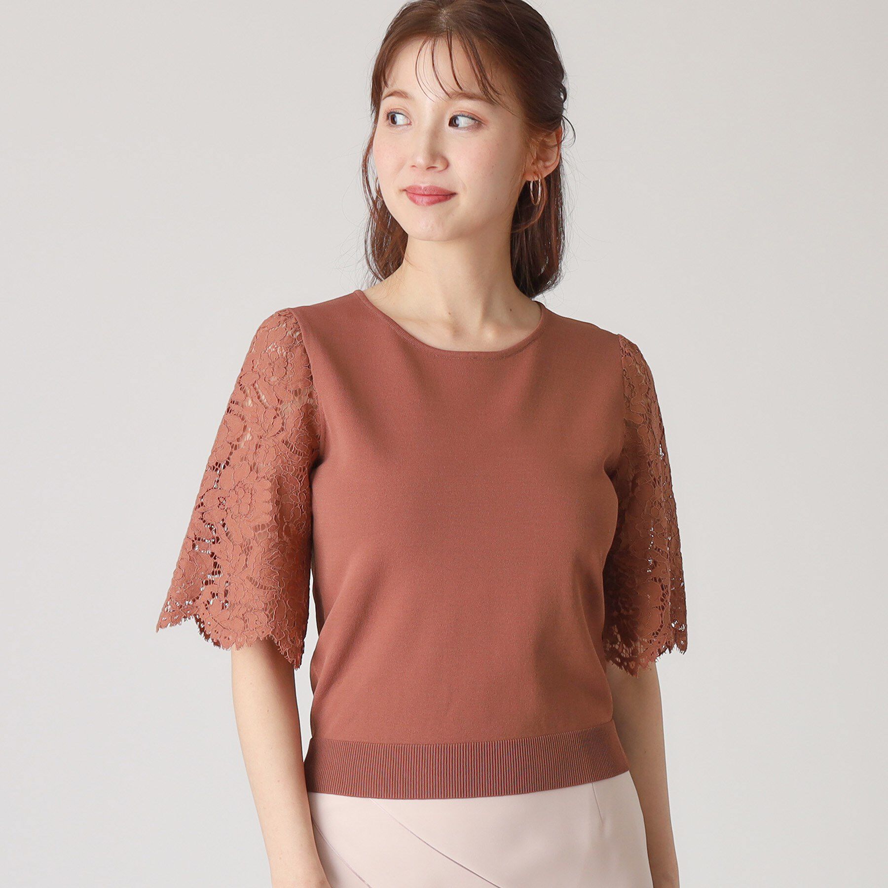 COUP DE CHANCE「【洗える】華やかなレース袖ニットトップス」|ニット・セーター|