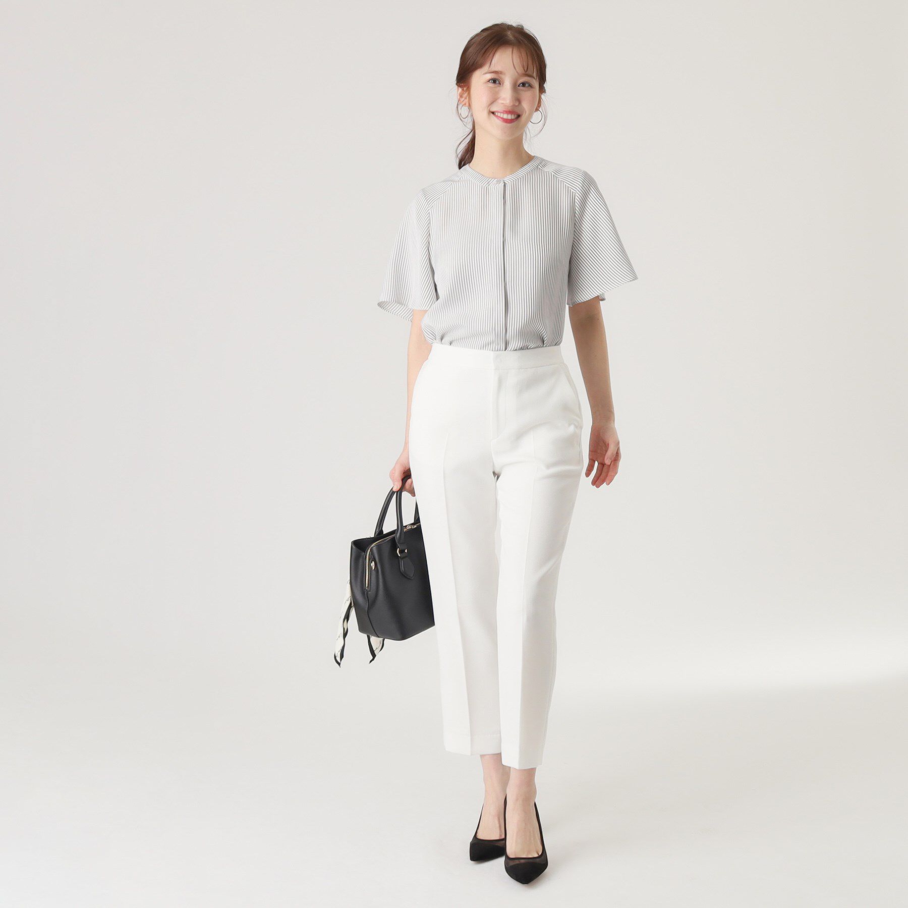 COUP DE CHANCE「【洗える／ストライプ柄】フレア袖ブラウス」|シャツ・ブラウス|