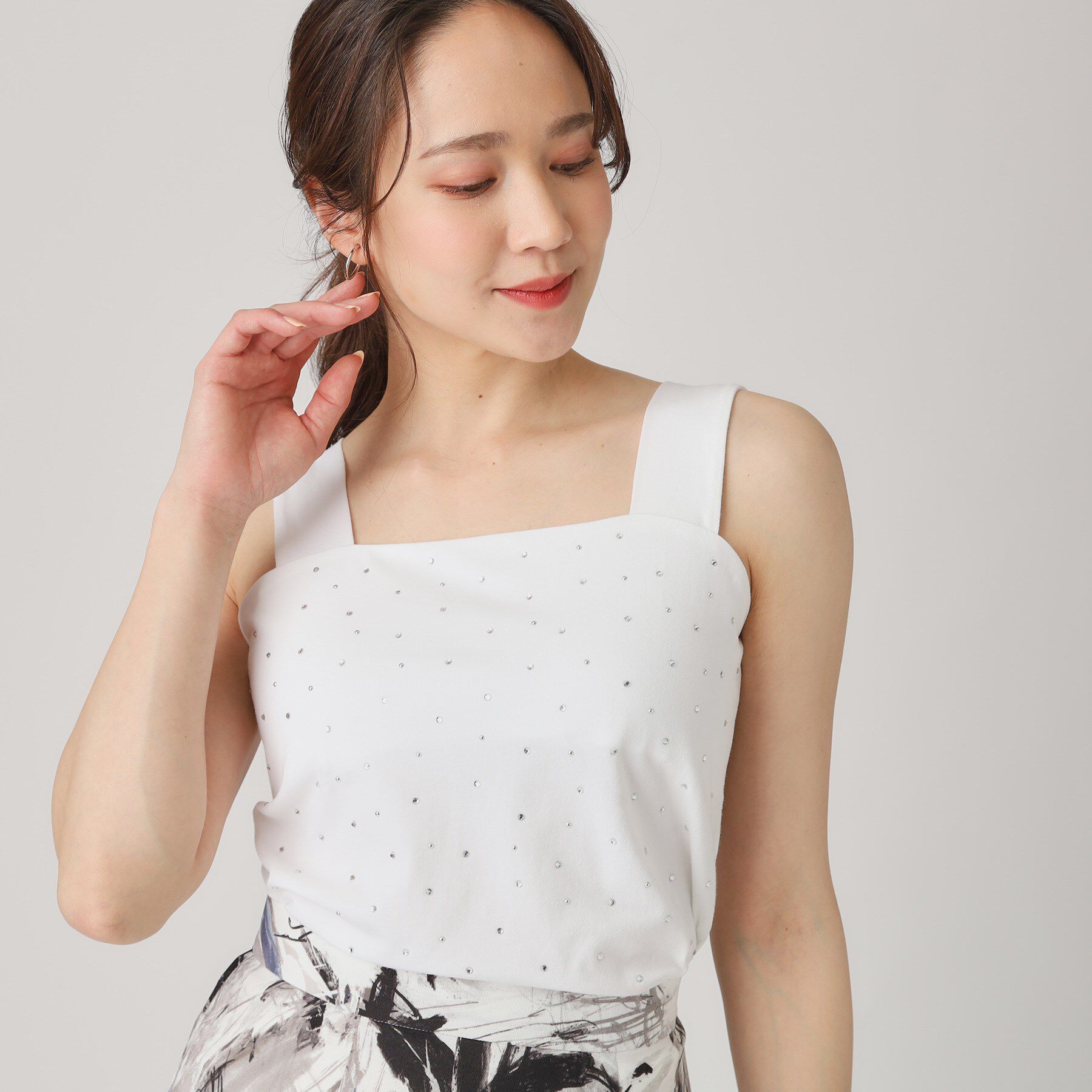 COUP DE CHANCE「【洗える／日本製】ジルコンキャミソール」|キャミソール|ホワイト(001)