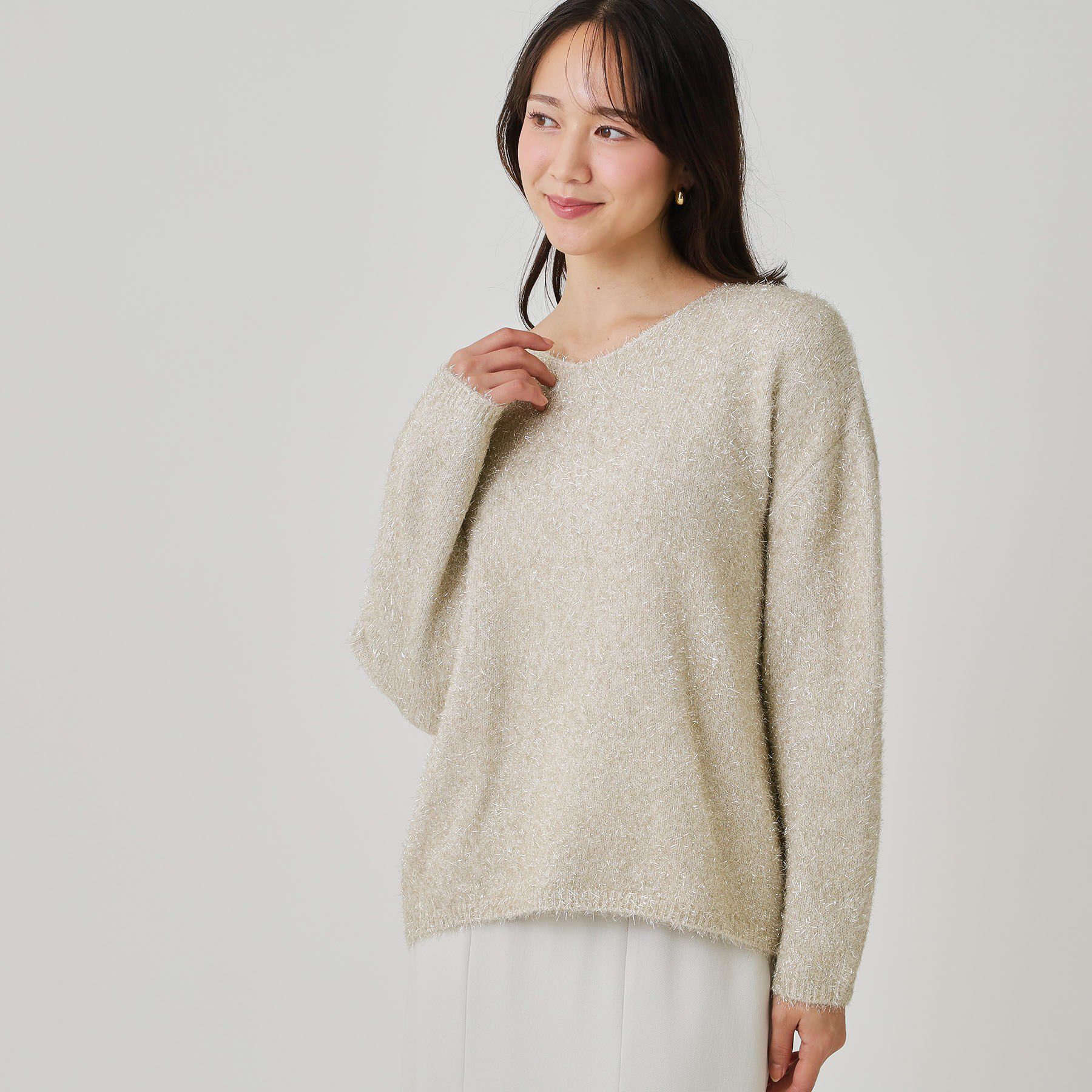 COUP DE CHANCE「【手洗い可】フェザーラメニットトップス」|ニット・セーター|