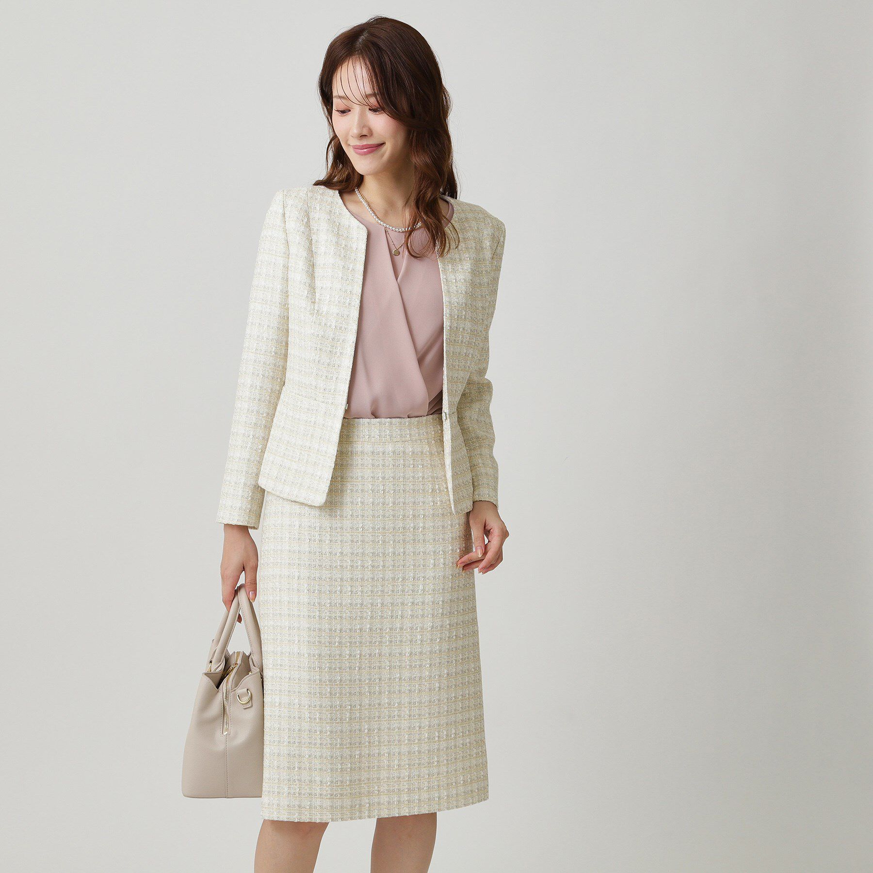 COUP DE CHANCE「【日本製／セットアップ】ファンシーツィードのセミAラインスカート」|スカート|