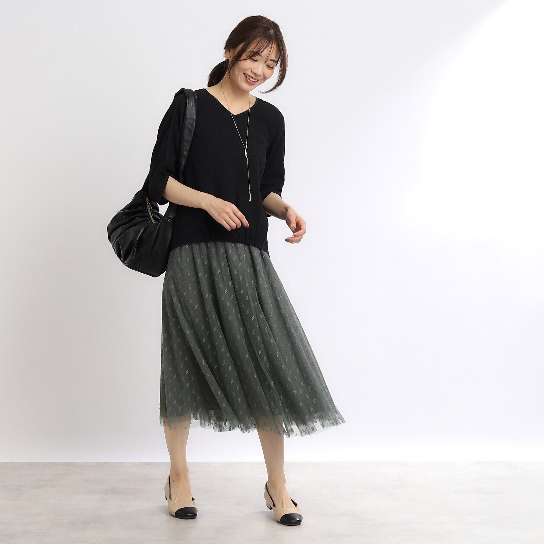 Reflect「【人気♪／手洗い可／ウエスト総ゴム】幾何柄チュールスカート」|スカート|