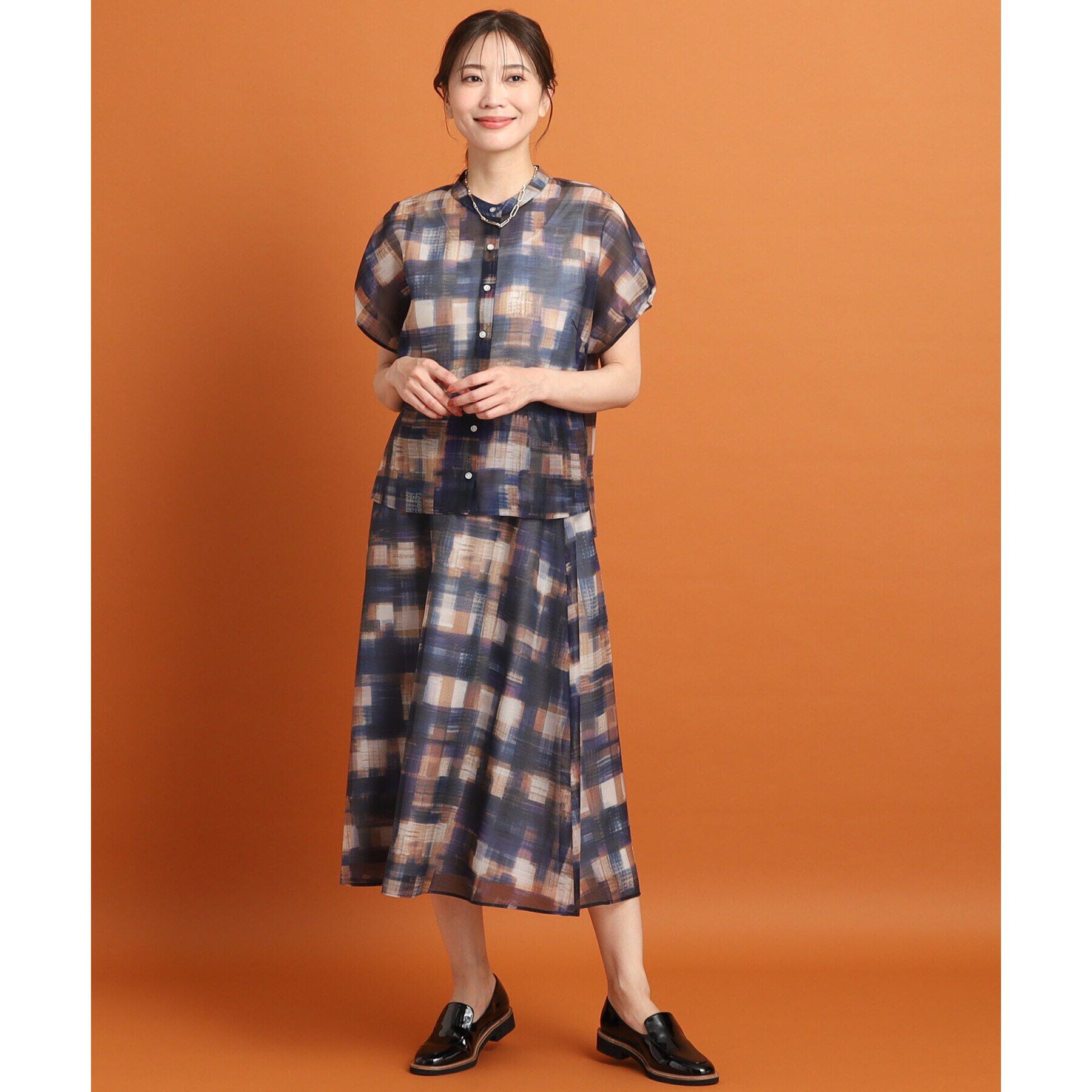 Reflect「【マシンウォッシュ可／セットアップ可能】シアーチェックブラウス」|シャツ・ブラウス|