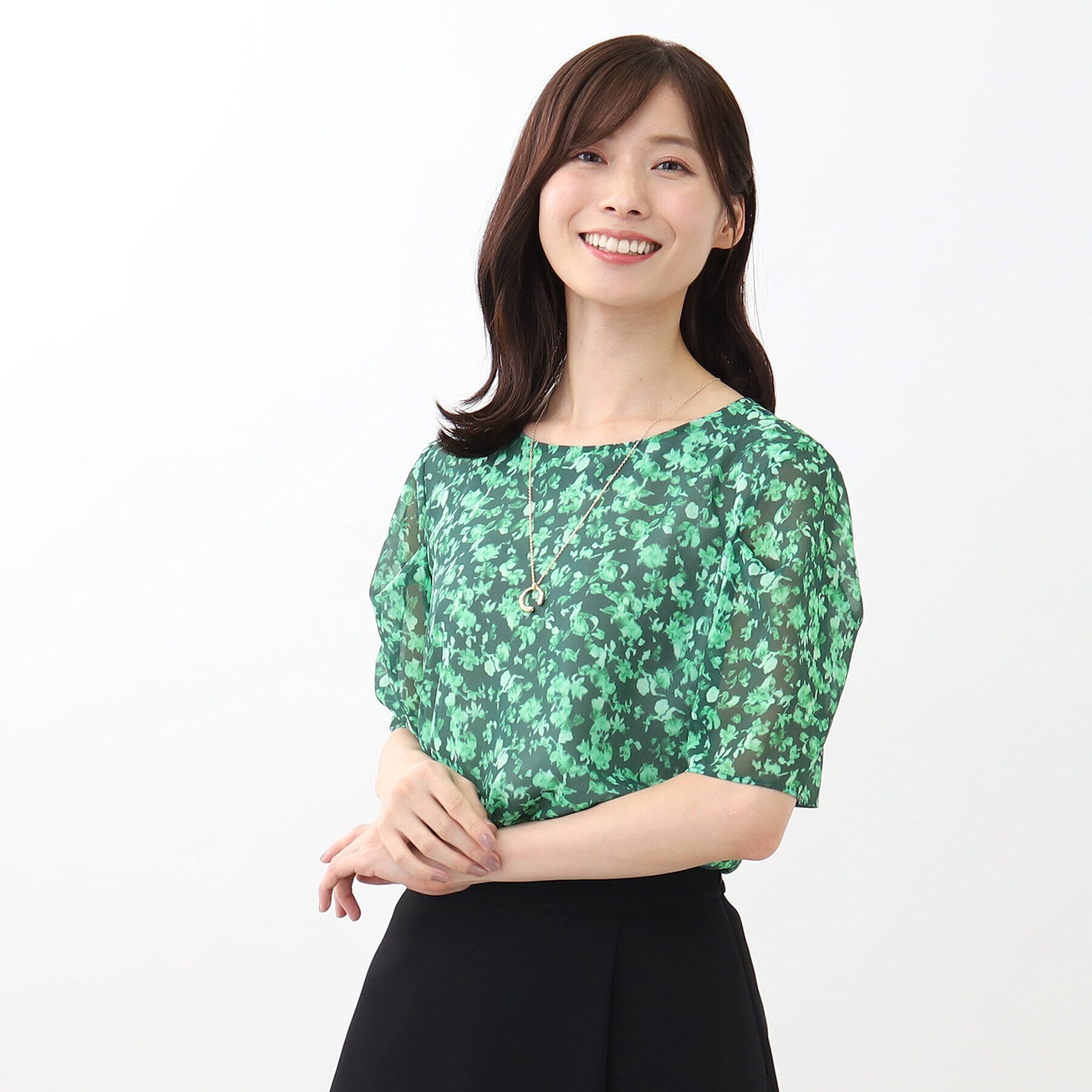 Reflect「【WEB限定カラーあり／マシンウォッシュ／セットアップ可能】フラワープリントブラウス」|シャツ・ブラウス|グリーン(122)