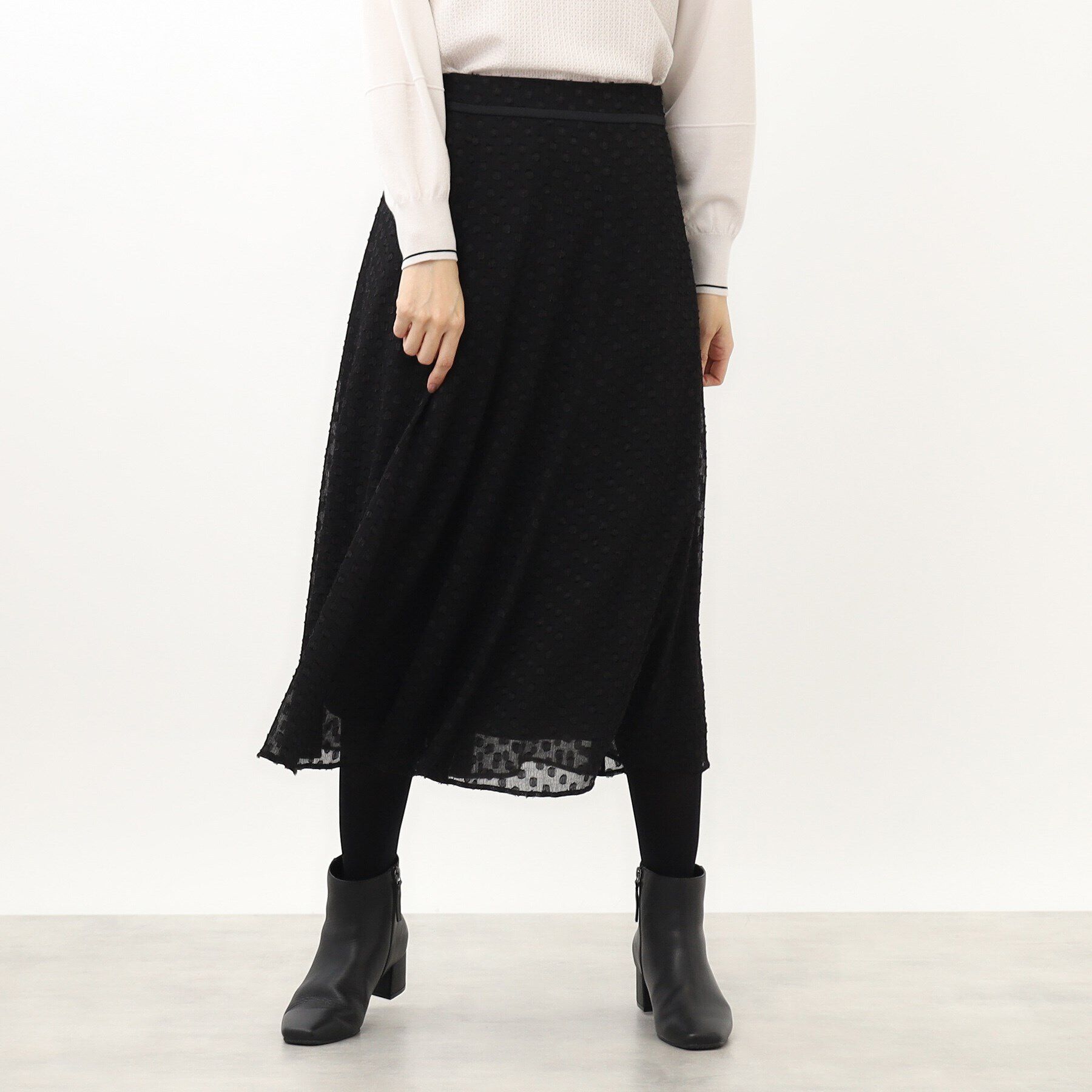 Reflect「【手洗い可】シアードットフレアスカート」|スカート|